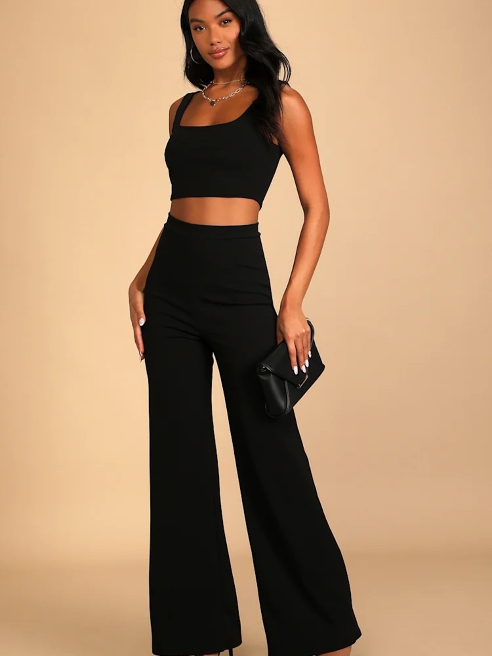 Lulu's Black High-Rise Wide-Leg Pants - NWOT